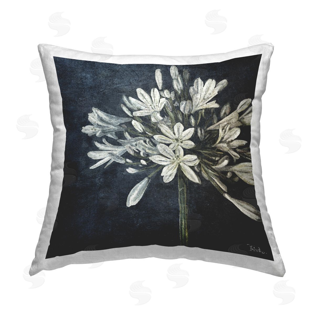Patricia Pinto White Herb Blooms Printed Plush Polyester Throw Pillow