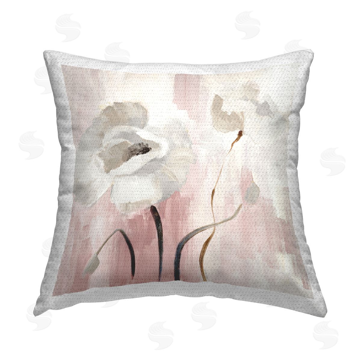 Lanie Loreth Abstract White Blossoms Outdoor Quick-Dry Polyester Printed Throw Pillow