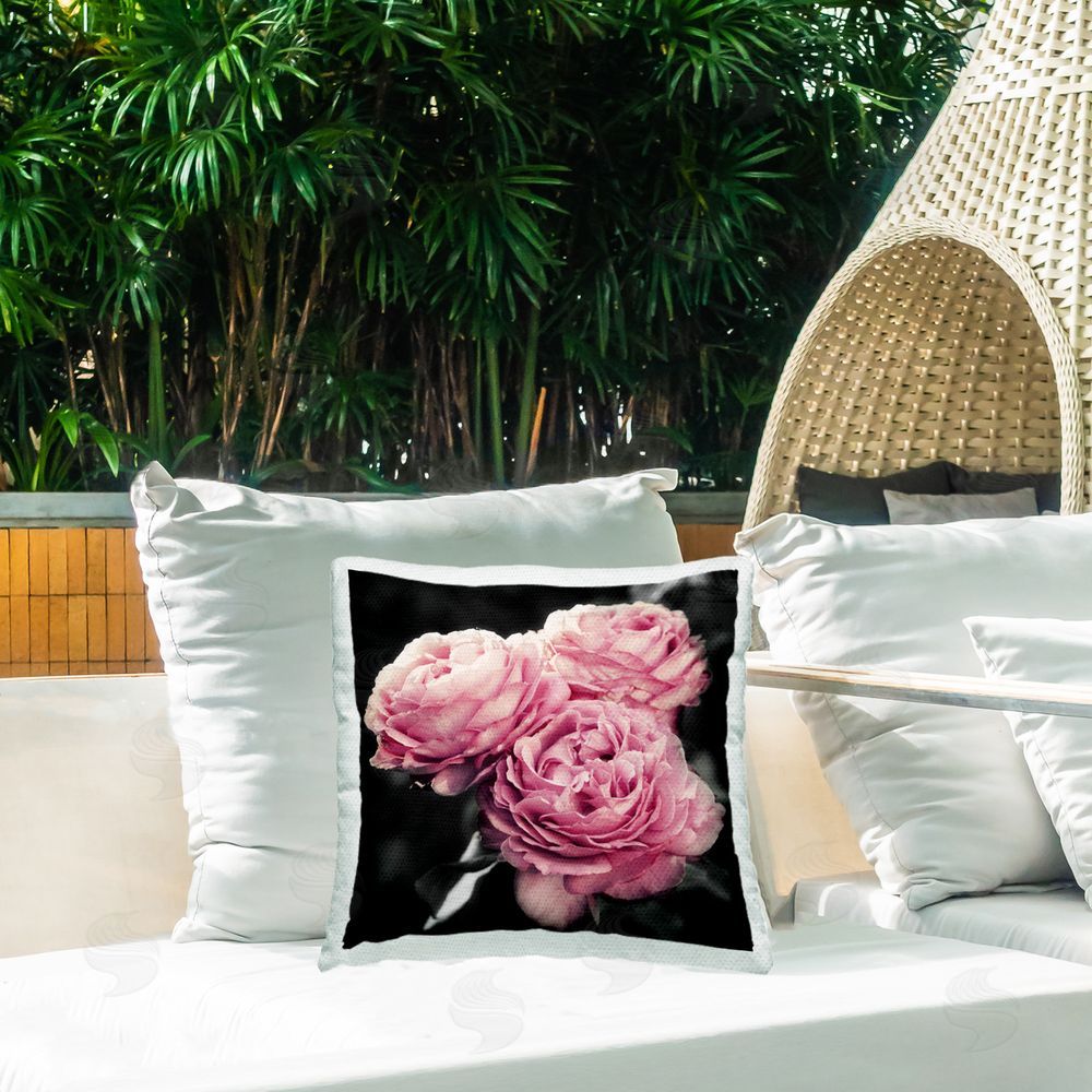 Emily Navas Full Blooming Roses Outdoor Quick-Dry Polyester Printed Throw Pillow in Back Yard