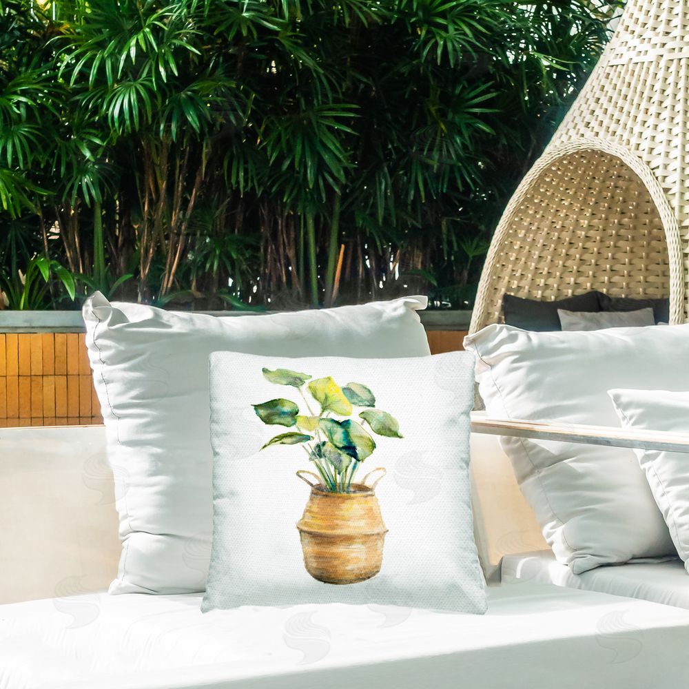 Lanie Loreth Plant In Pottery Outdoor Quick-Dry Polyester Printed Throw Pillow in Back Yard