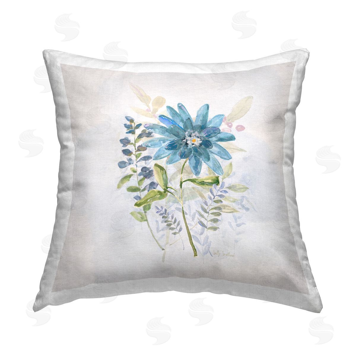 Sally Swatland Blooming Cottage Plant Printed Plush Polyester Throw Pillow