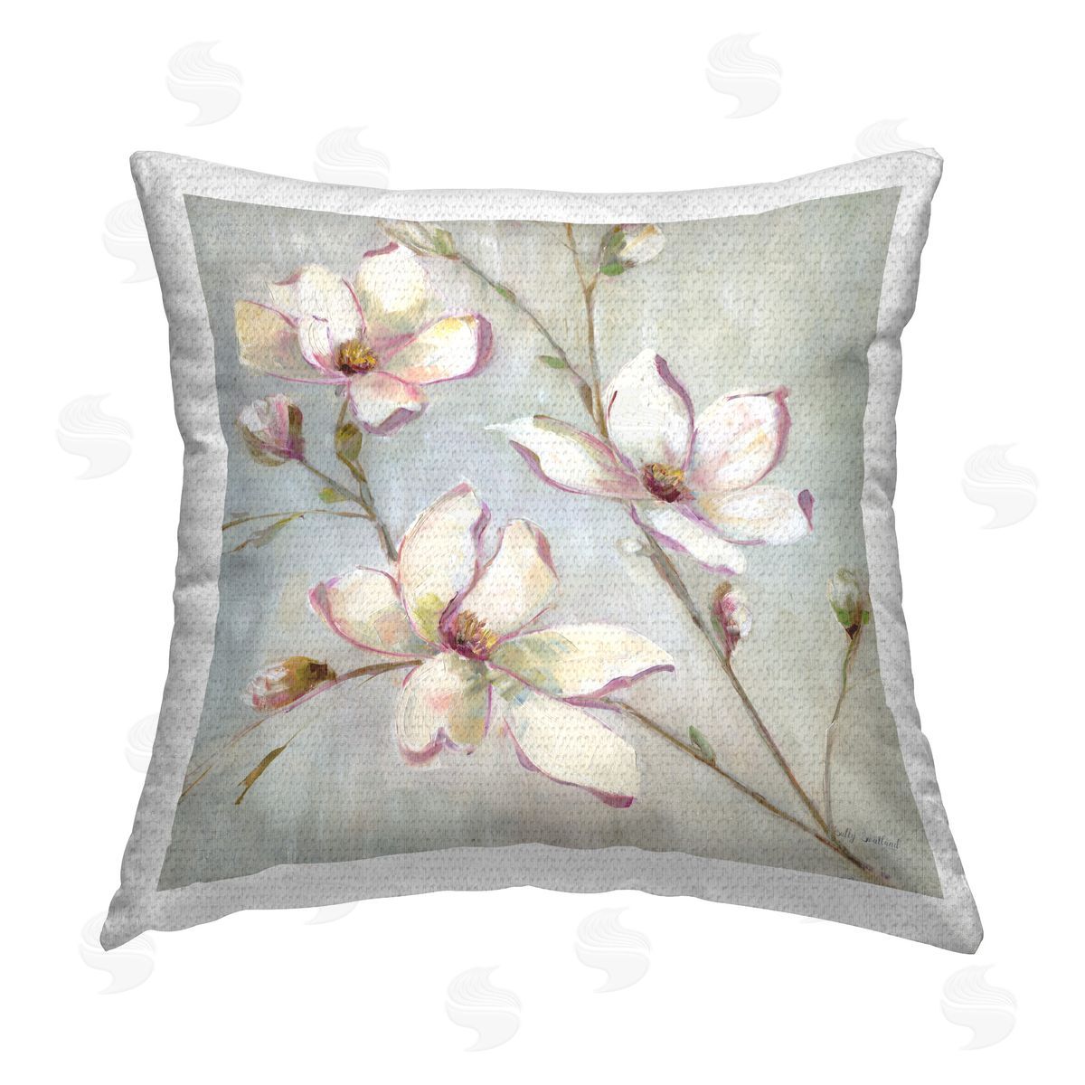 Sally Swatland Traditional Apple Blossoms Outdoor Quick-Dry Polyester Printed Throw Pillow