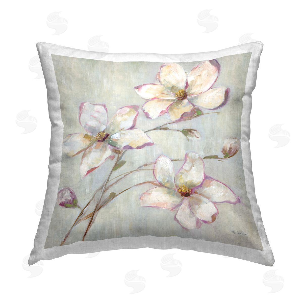 Sally Swatland Apple Blossom Botanicals Printed Plush Polyester Throw Pillow