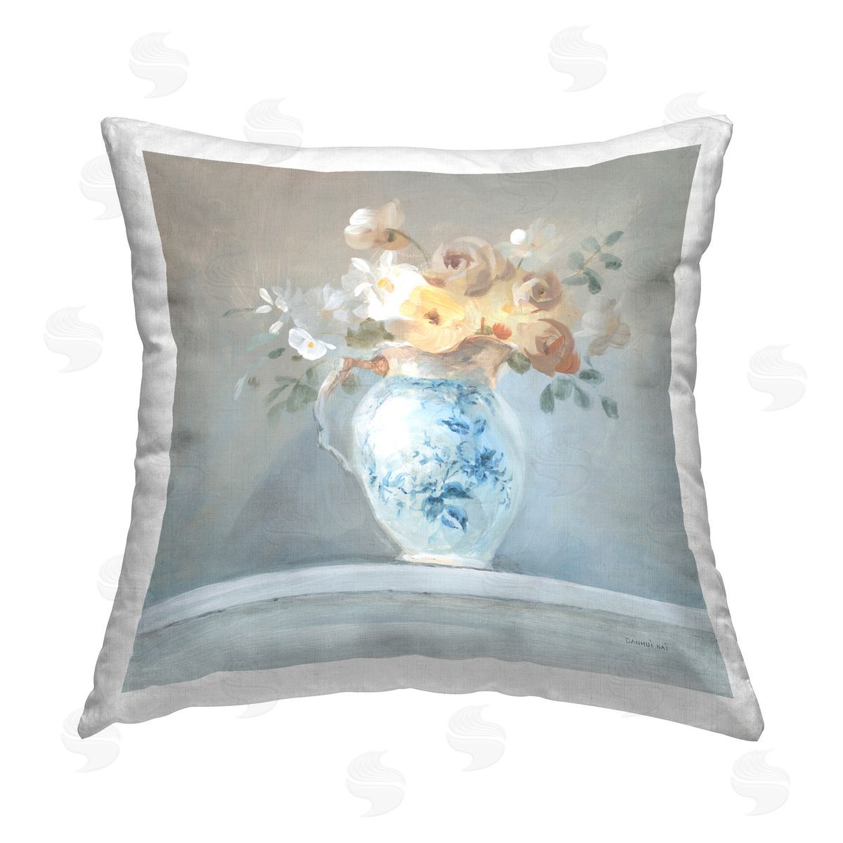 Danhui Nai Heirloom Flower Bouquet Printed Plush Polyester Throw Pillow