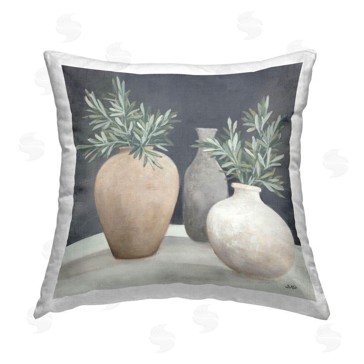 Julia Purinton Botanical Pottery Vessels Printed Plush Polyester Throw Pillow