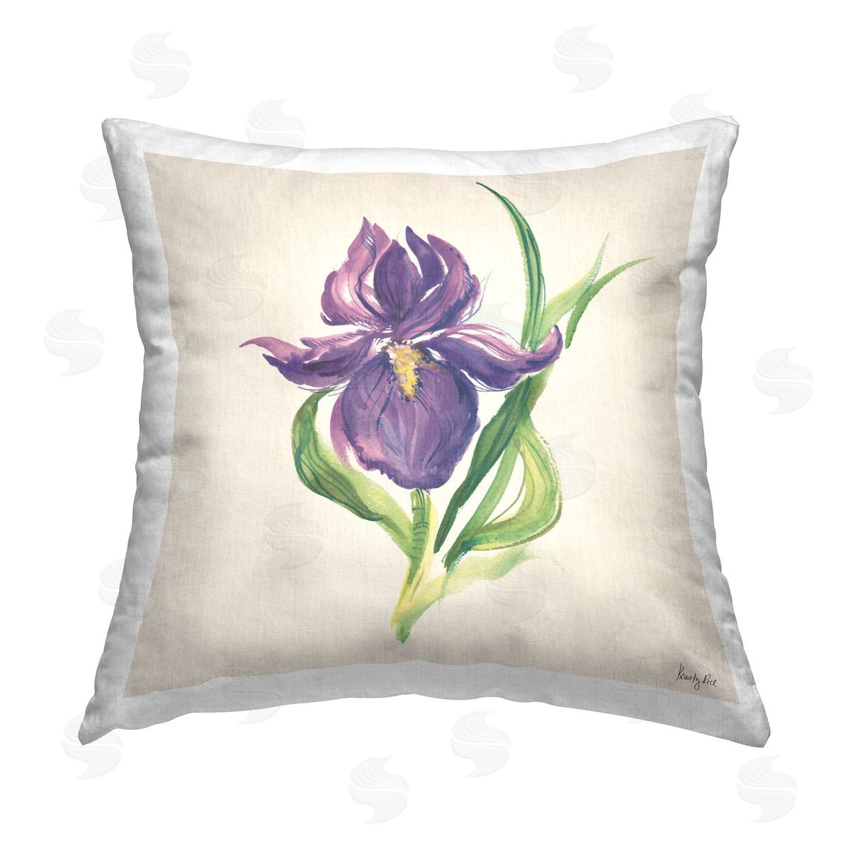 Kristy Rice Easter Iris Bloom Printed Plush Polyester Throw Pillow