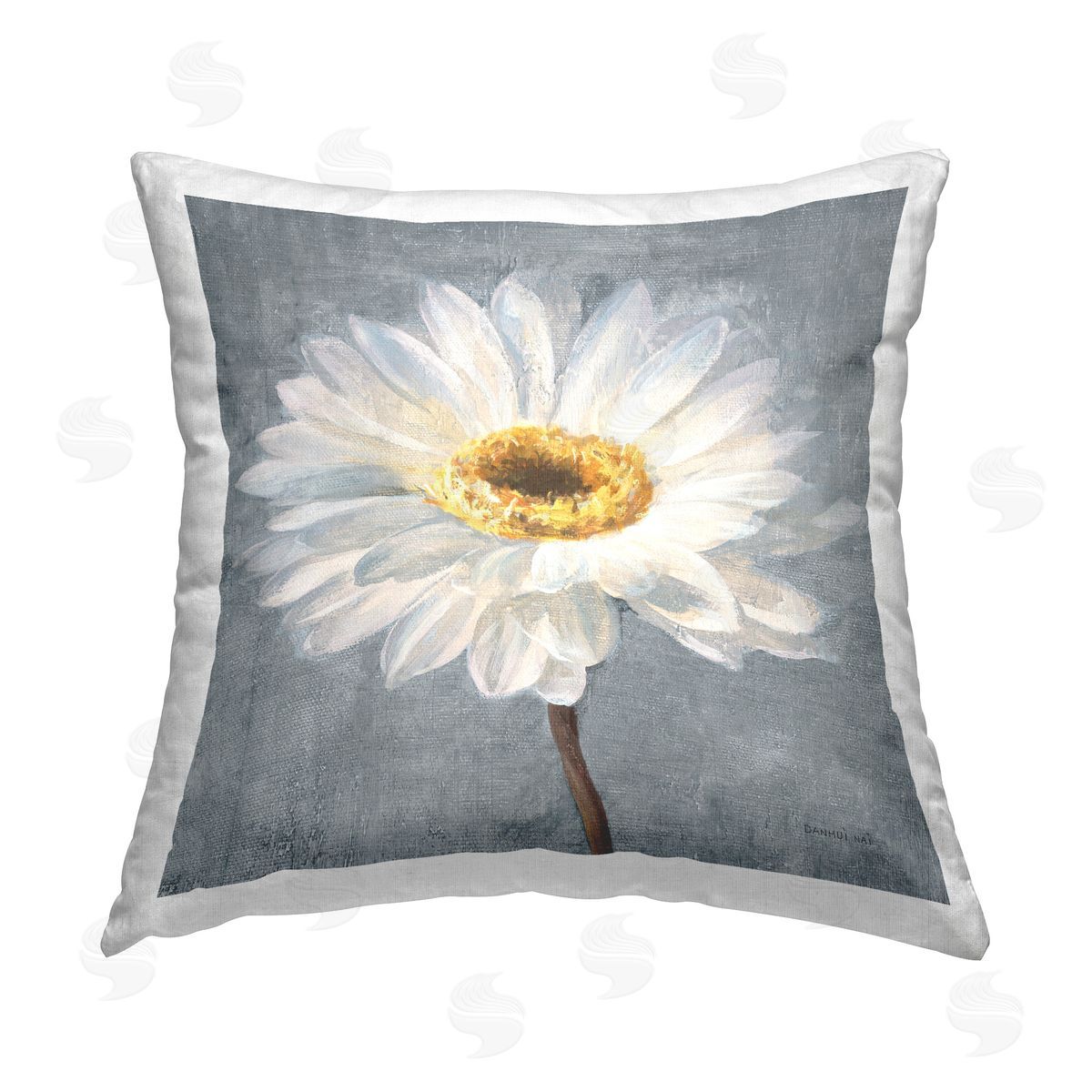 Danhui Nai Paris Blossom on Grey Printed Plush Polyester Throw Pillow