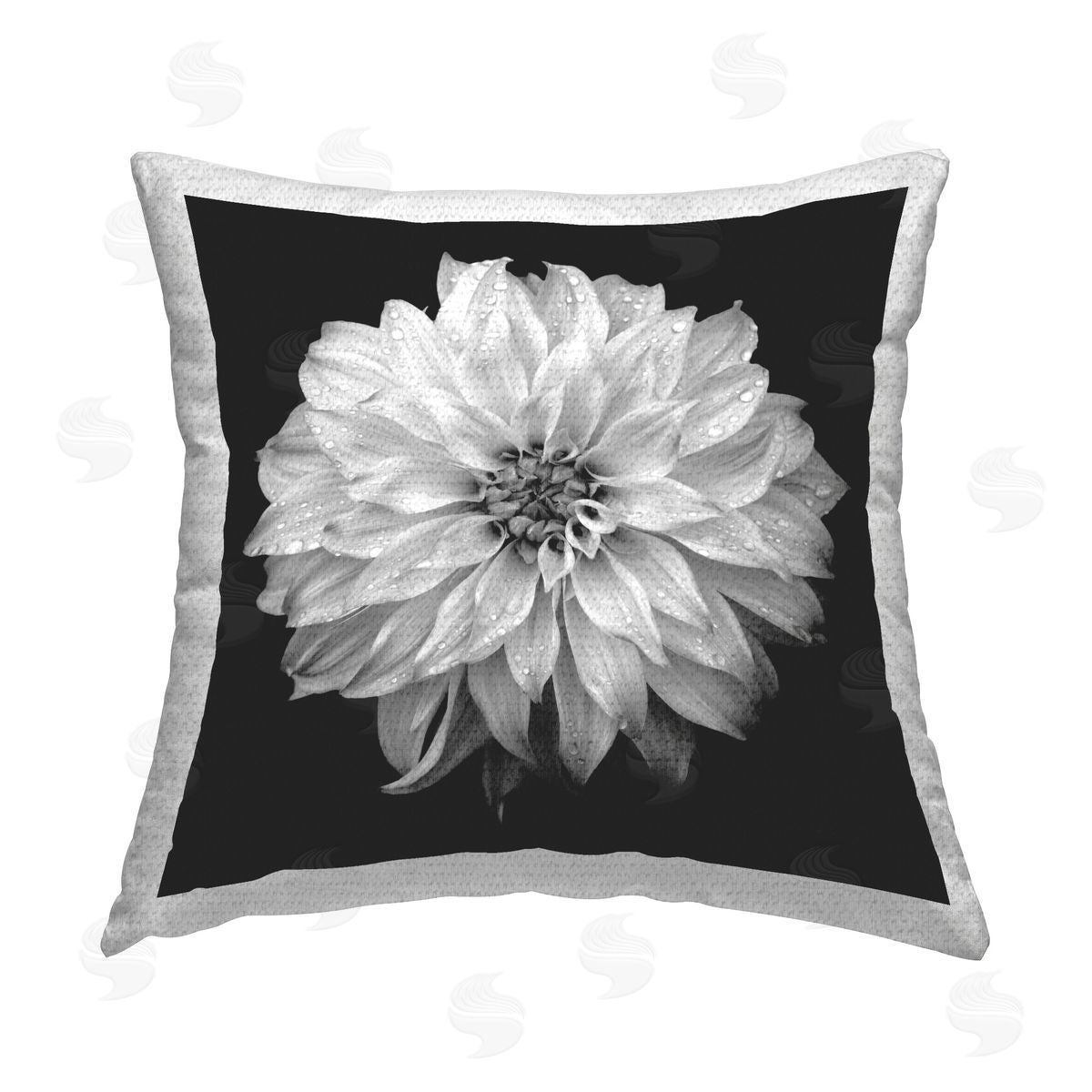 Debra Van Swearingen Dahlia on Black Outdoor Quick-Dry Polyester Printed Throw Pillow