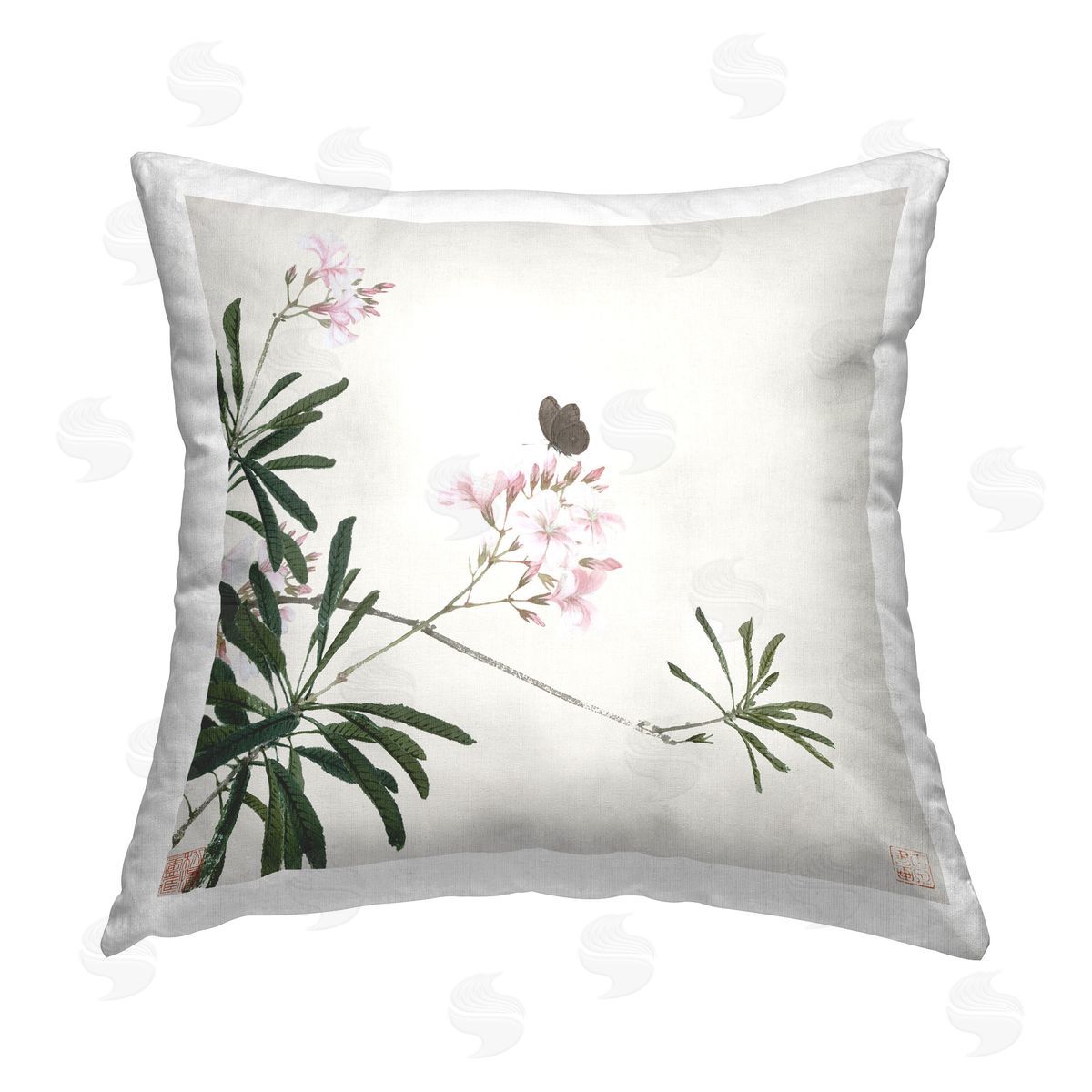 Ju Lian Classic Minimal Flowers Printed Plush Polyester Throw Pillow