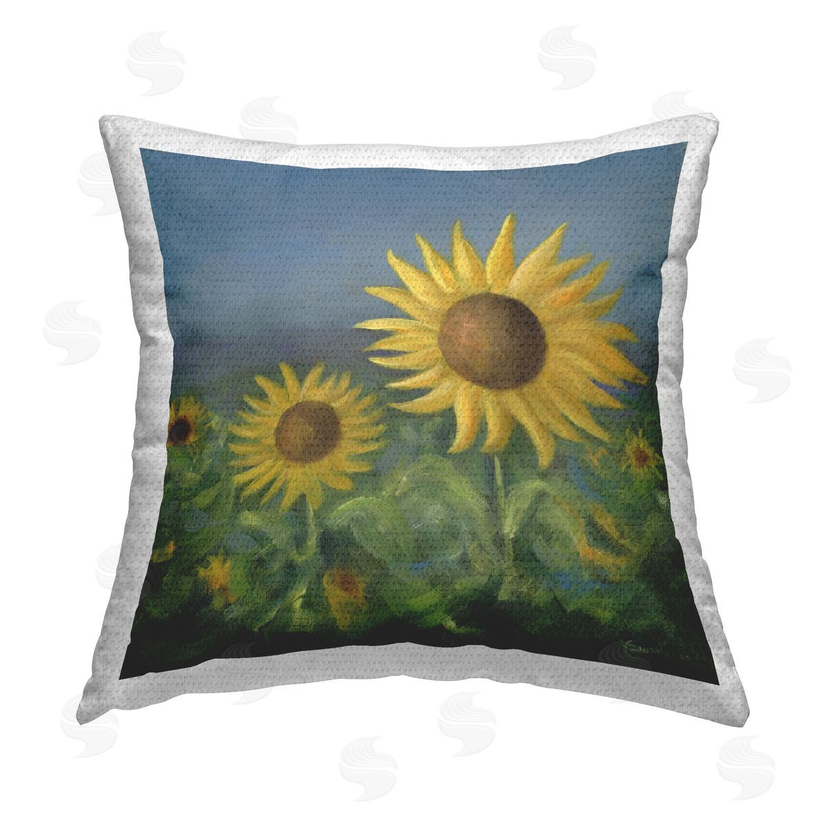 David Swanagin Blooming Sunflower Meadow Outdoor Quick-Dry Polyester Printed Throw Pillow
