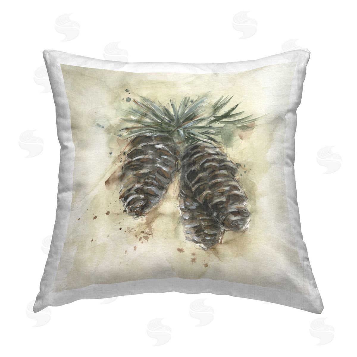 Ethan Harper Rustic Forest Pinecone Printed Plush Polyester Throw Pillow