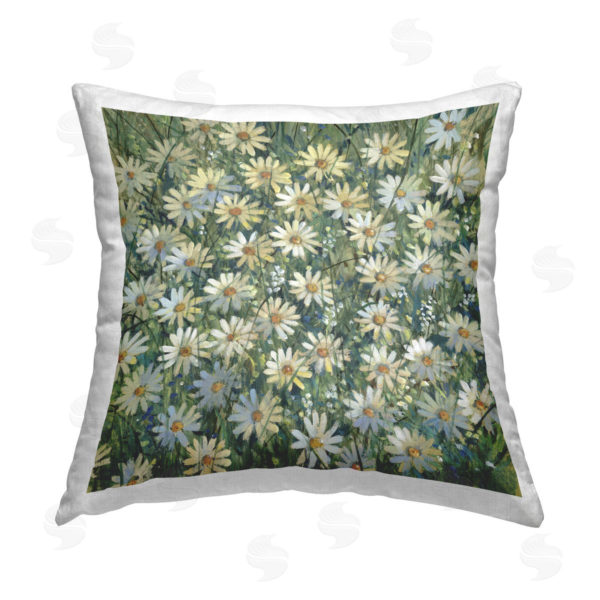 Tim O'Toole Charming Daisy Meadow Printed Plush Polyester Throw Pillow