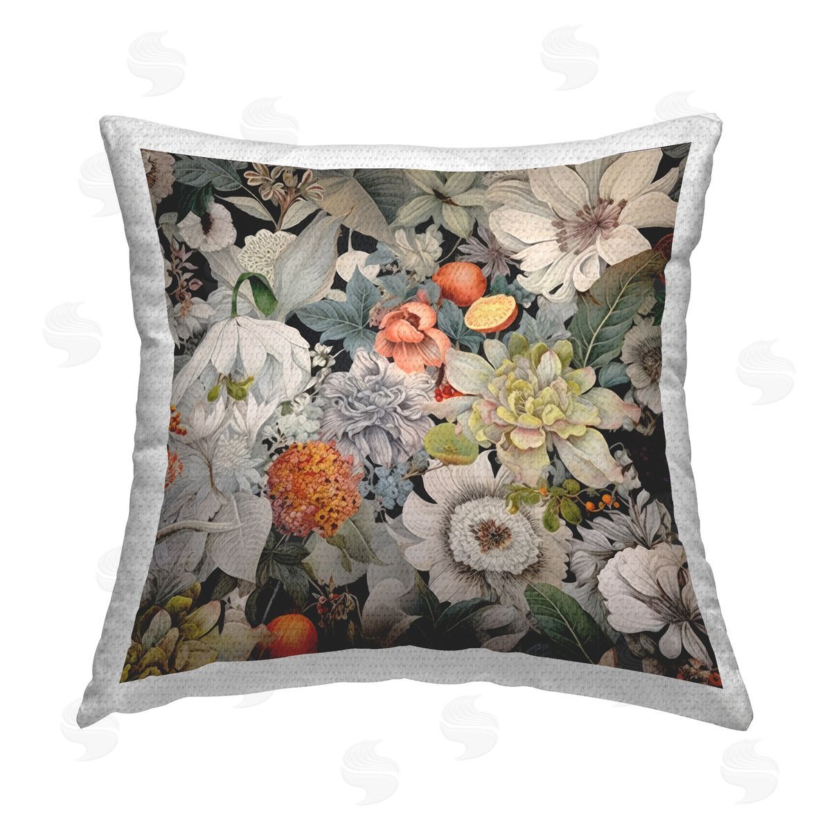 Lazar Studio Grey Mixed Florals Outdoor Quick-Dry Polyester Printed Throw Pillow