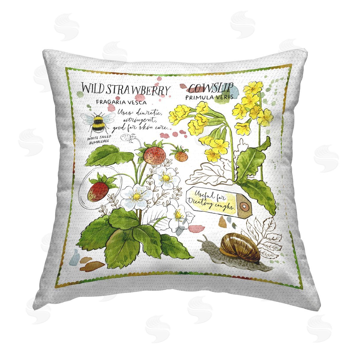 Jane Maday Strawberry & Florals Uses Outdoor Quick-Dry Polyester Printed Throw Pillow