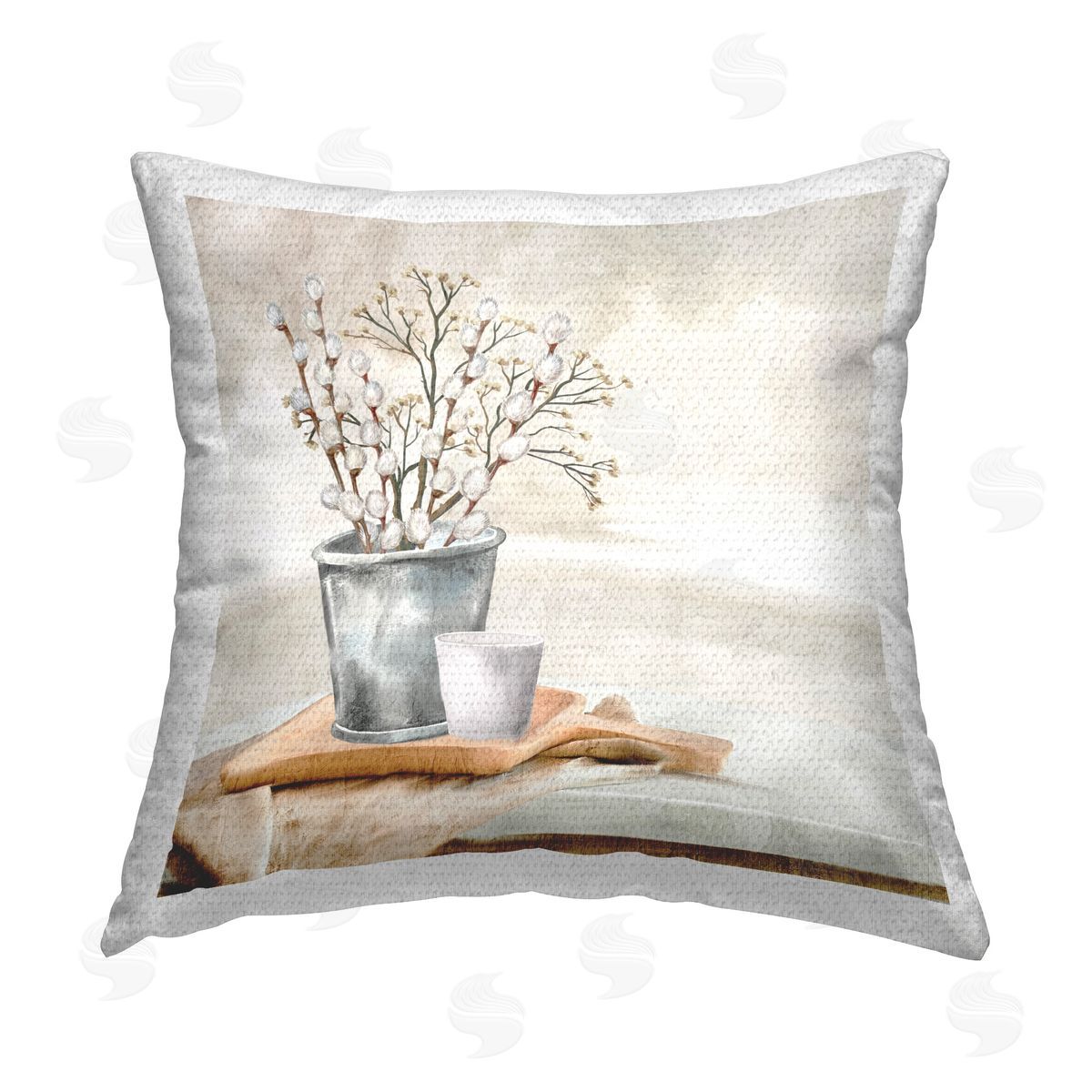 Anne Bailey Pussy Willow Still Life Outdoor Quick-Dry Polyester Printed Throw Pillow