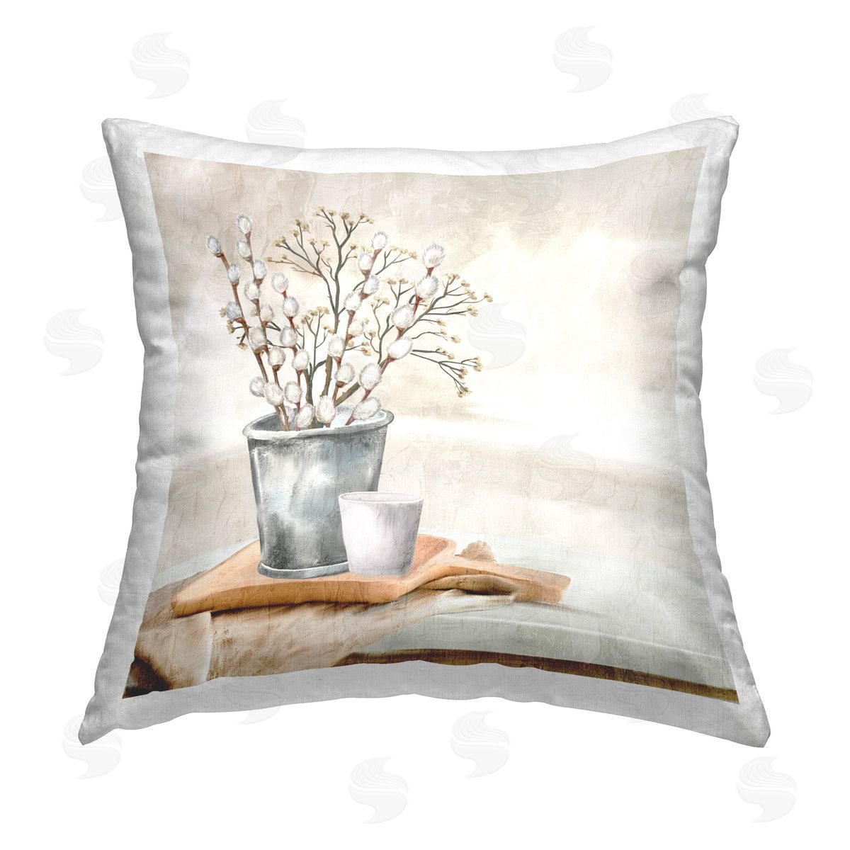 Anne Bailey Pussy Willow Still Life Printed Plush Polyester Throw Pillow