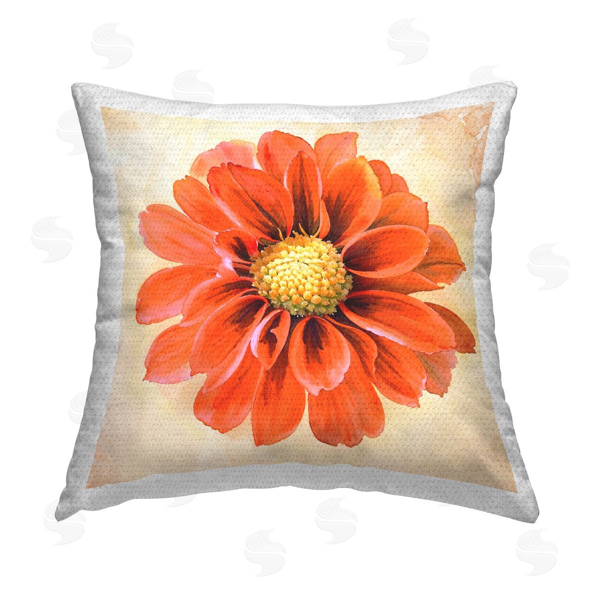 Christine Zalewski Orange Dahlia Bloom Outdoor Quick-Dry Polyester Printed Throw Pillow