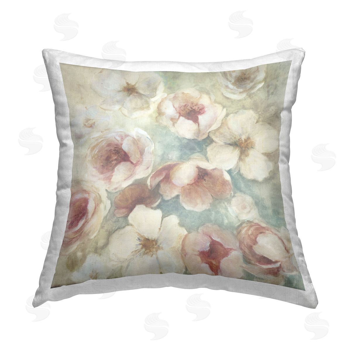 Carol Robinson Rose Mist Pattern Printed Plush Polyester Throw Pillow
