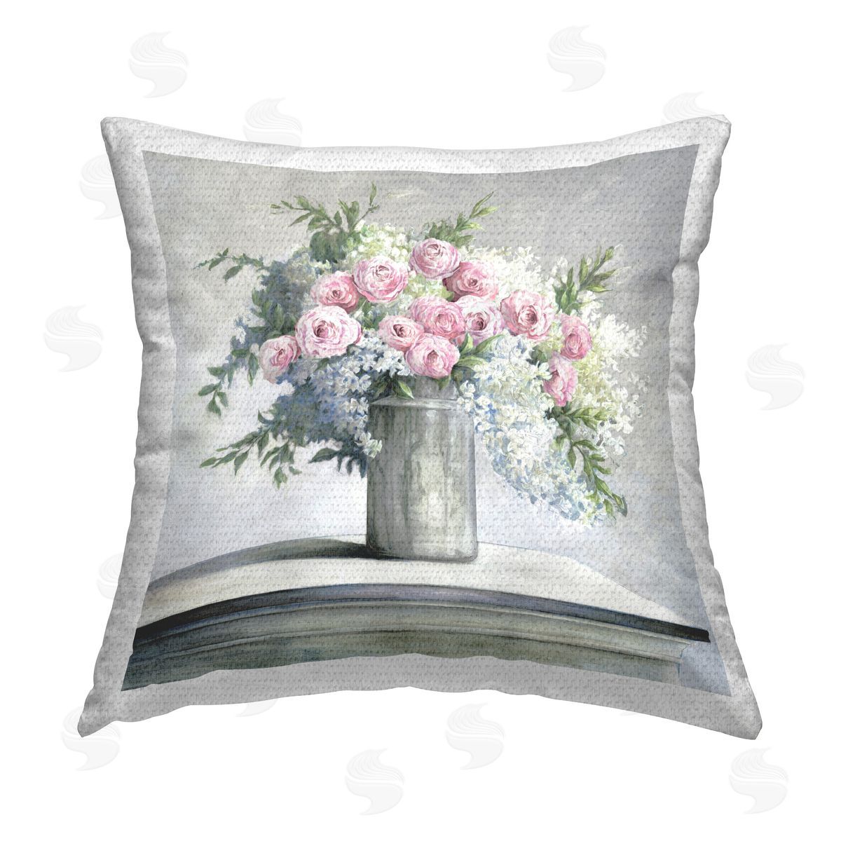 Dogwood Portfolio Soft Pink Roses Outdoor Quick-Dry Polyester Printed Throw Pillow