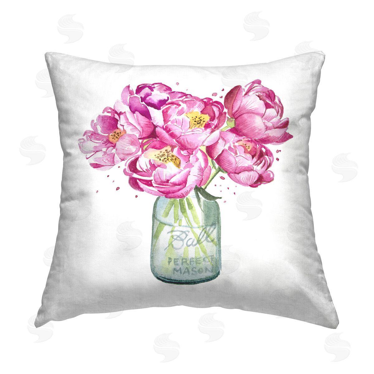 Enya Todd Pink Peony Jar Printed Plush Polyester Throw Pillow