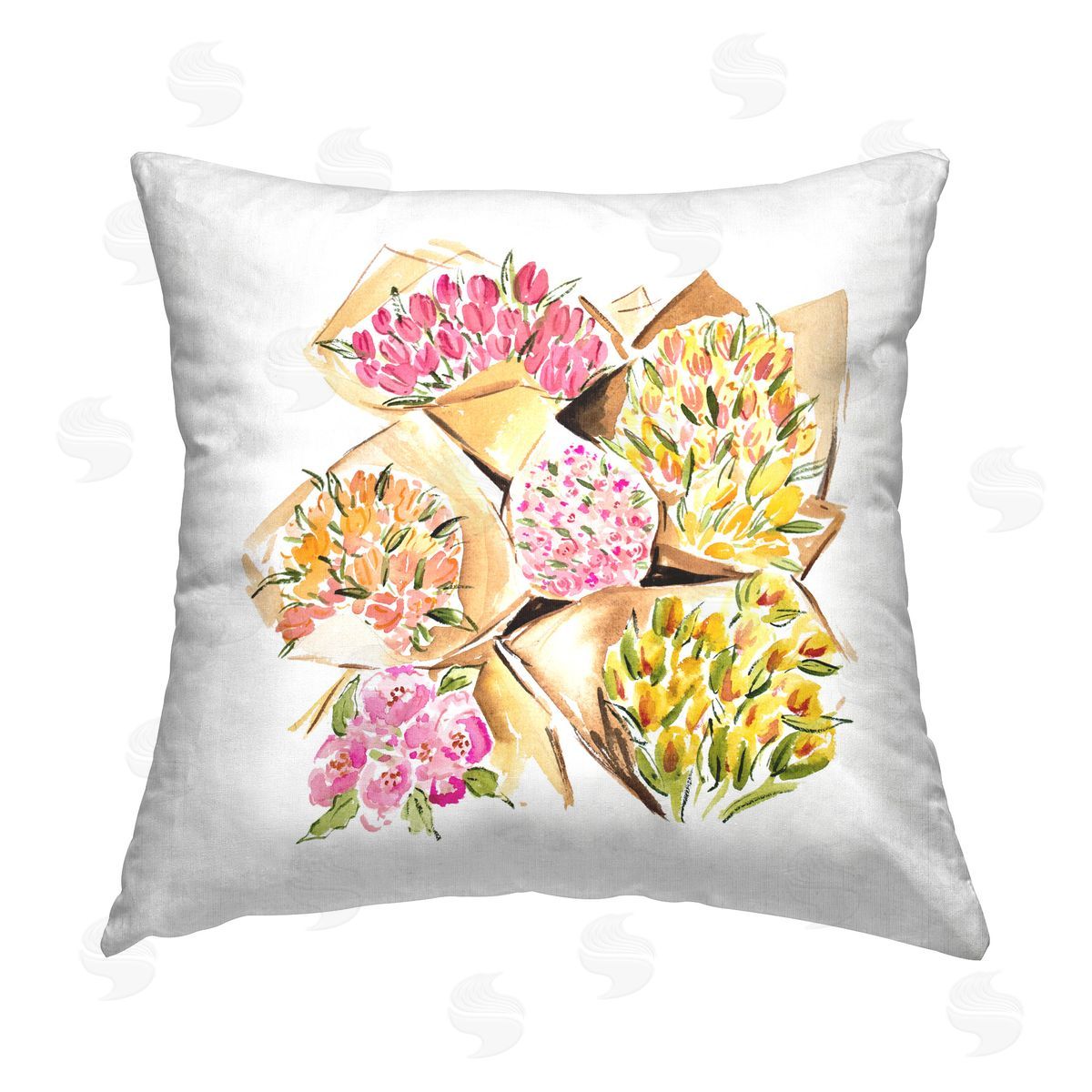Enya Todd Bundle of Bouquets Printed Plush Polyester Throw Pillow