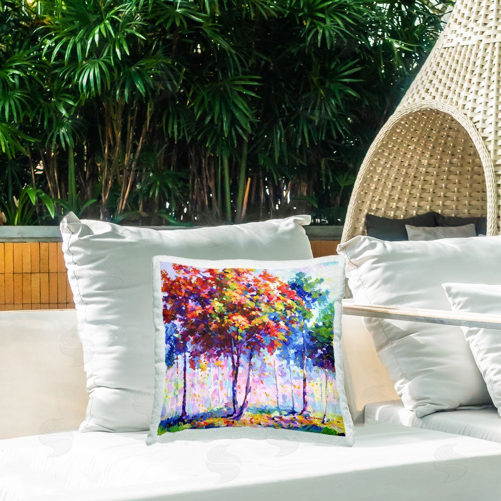 Leon Devenice Shades Of Solitude Outdoor Quick-Dry Polyester Printed Throw Pillow in Back Yard