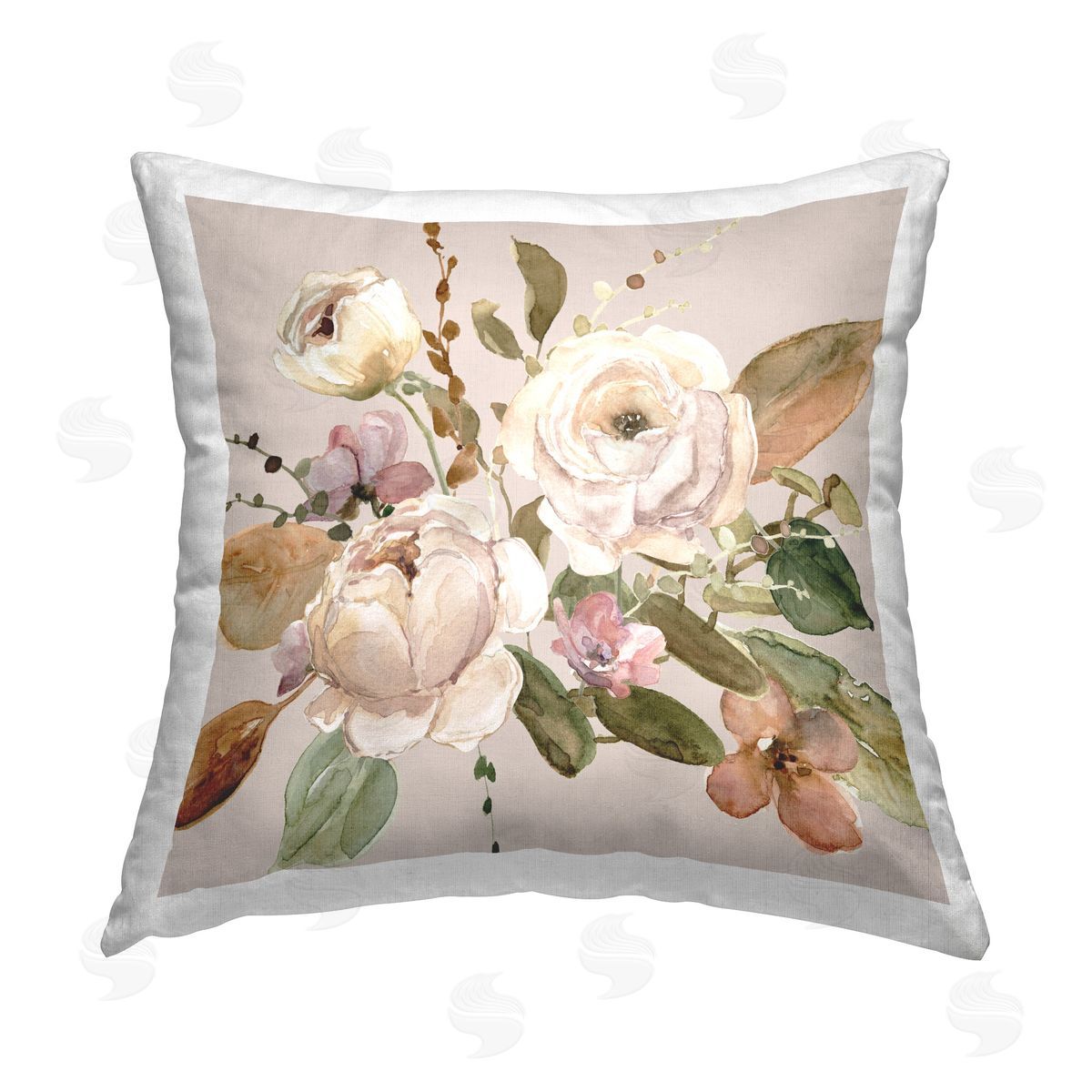 Carol Robinson Belles Fleur Flowers Printed Plush Polyester Throw Pillow