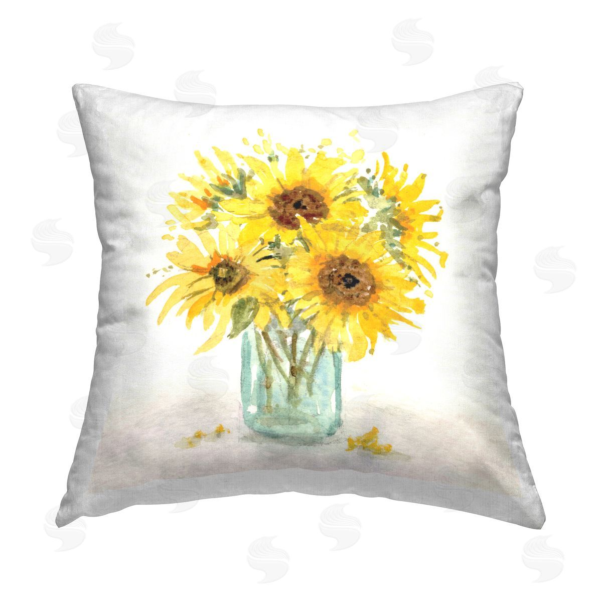 Patti Bishop Soft Sunflower Jar Printed Plush Polyester Throw Pillow