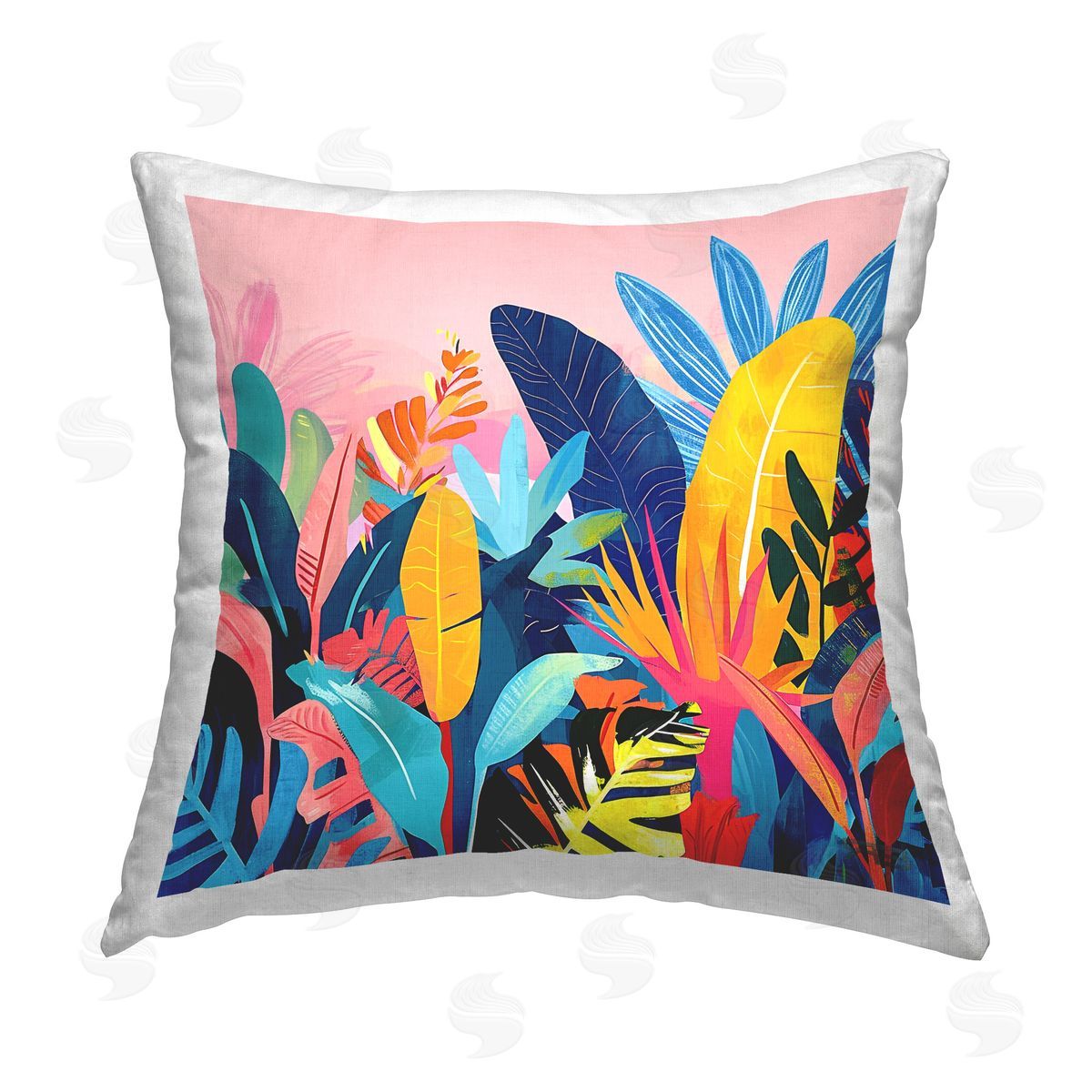 Roozbeh Bahramali Bold Tropical Jungle Leaves Printed Plush Polyester Throw Pillow