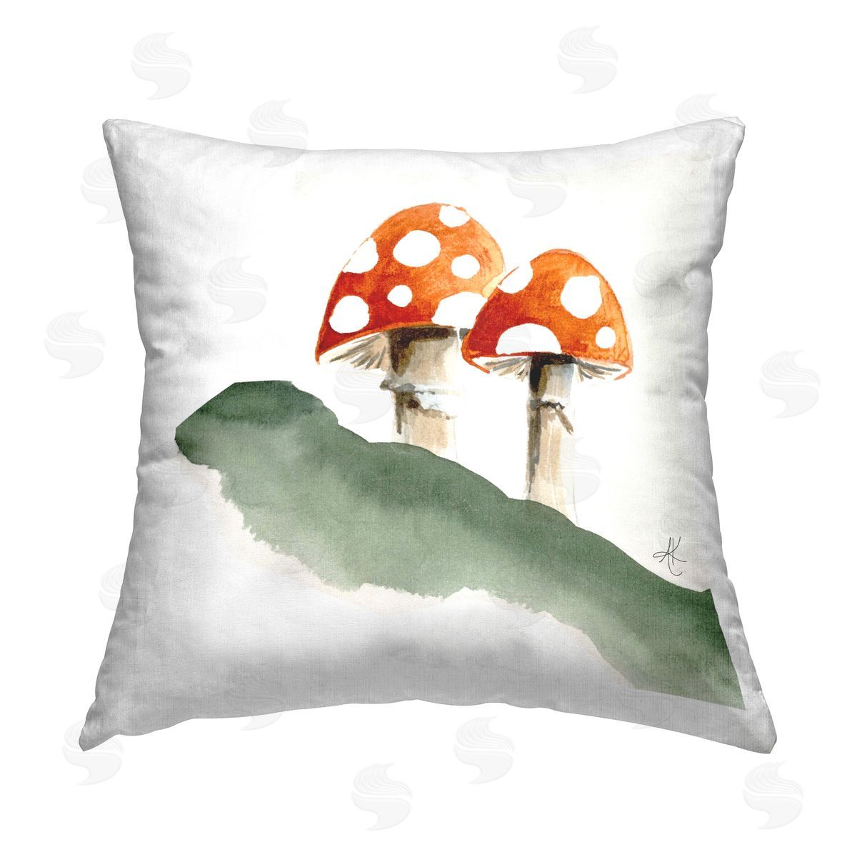 Alexandria Gilbert Kincaid Spotted Red Mushrooms Printed Plush Polyester Throw Pillow