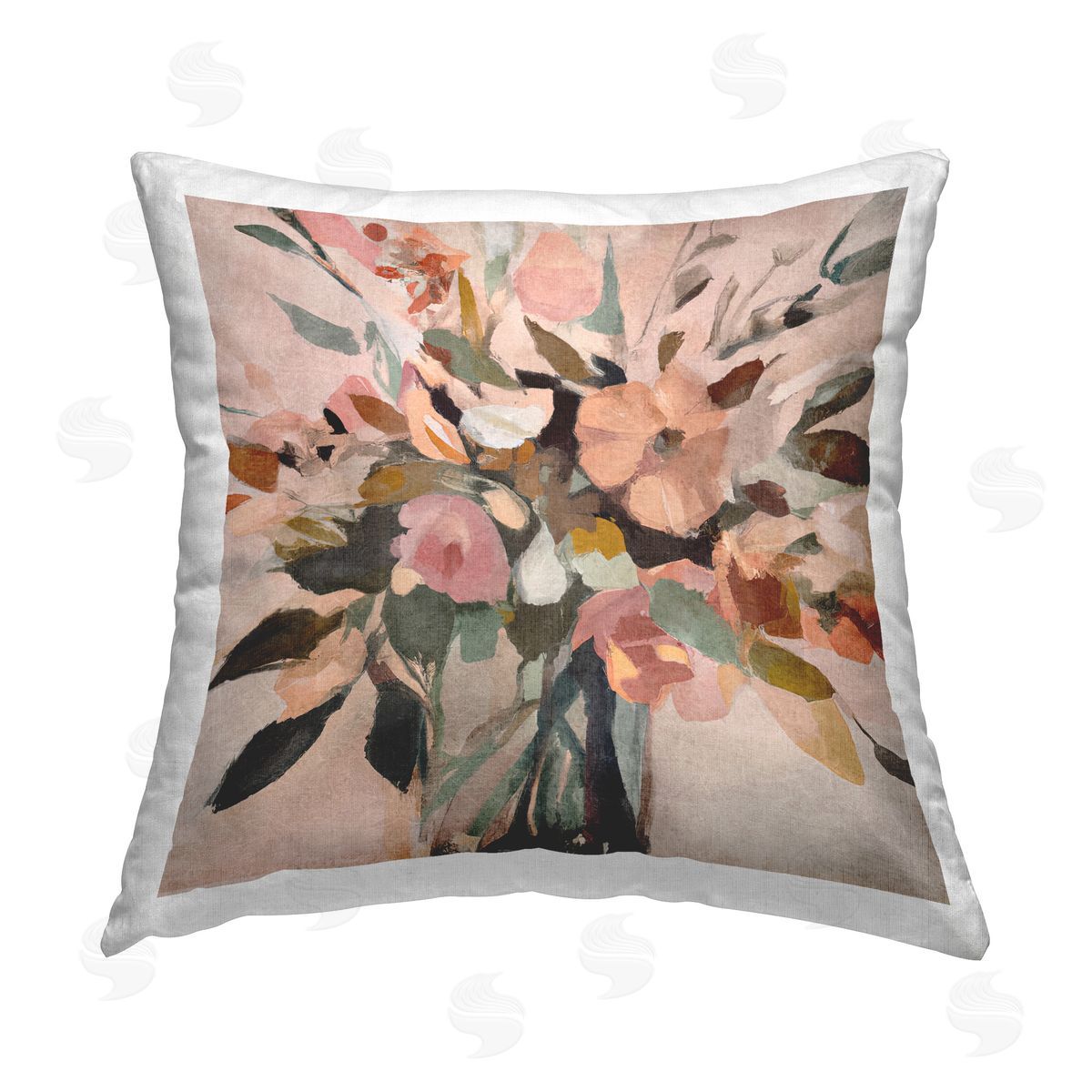 Sasha Blush Abstract Bouquet Printed Plush Polyester Throw Pillow