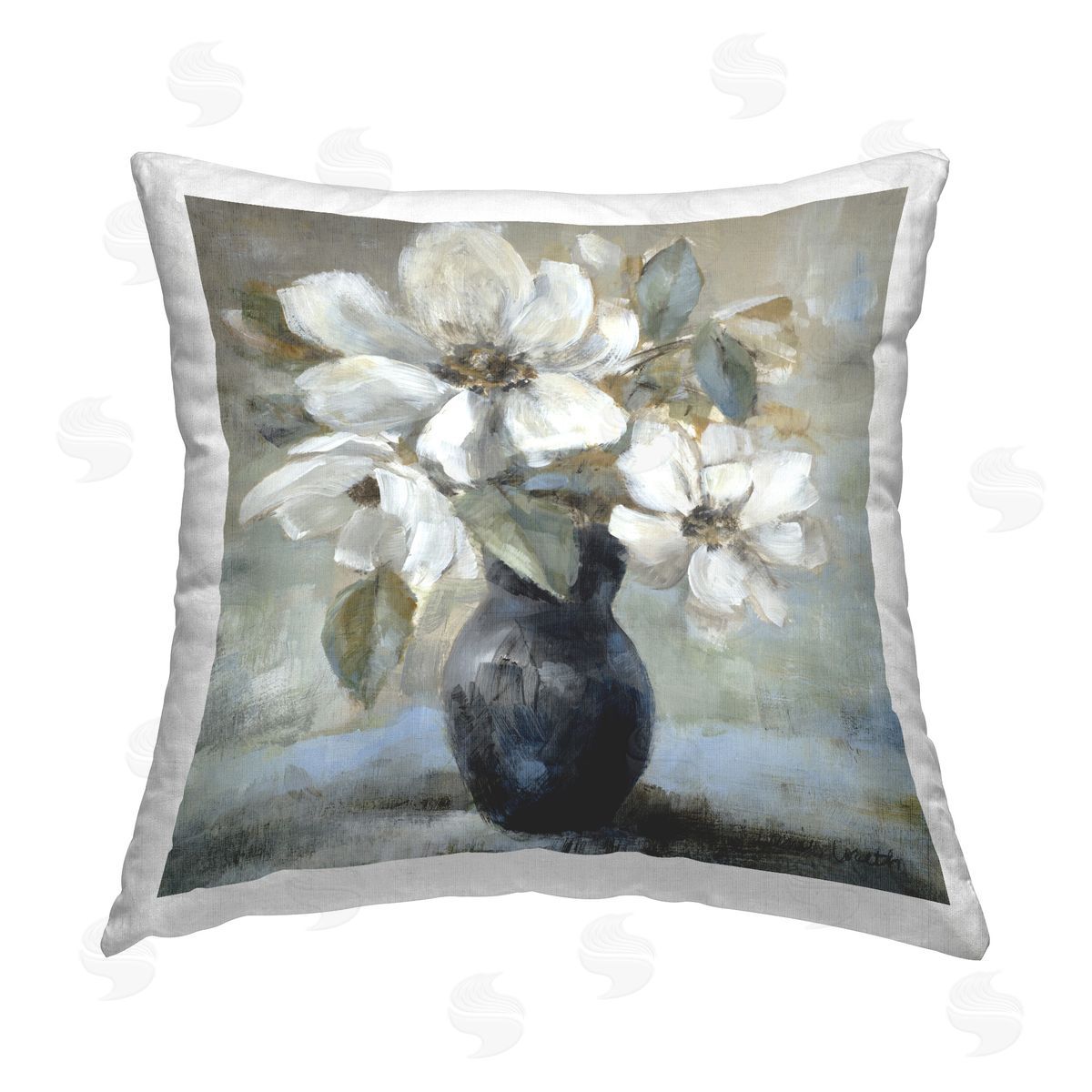 Lanie Loreth Flowers in Black Vase Printed Plush Polyester Throw Pillow