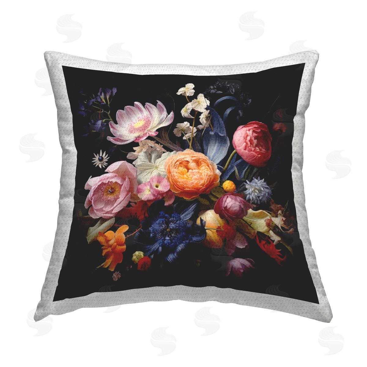 Lazar Studio Vintage Dark Bouquet Outdoor Quick-Dry Polyester Printed Throw Pillow
