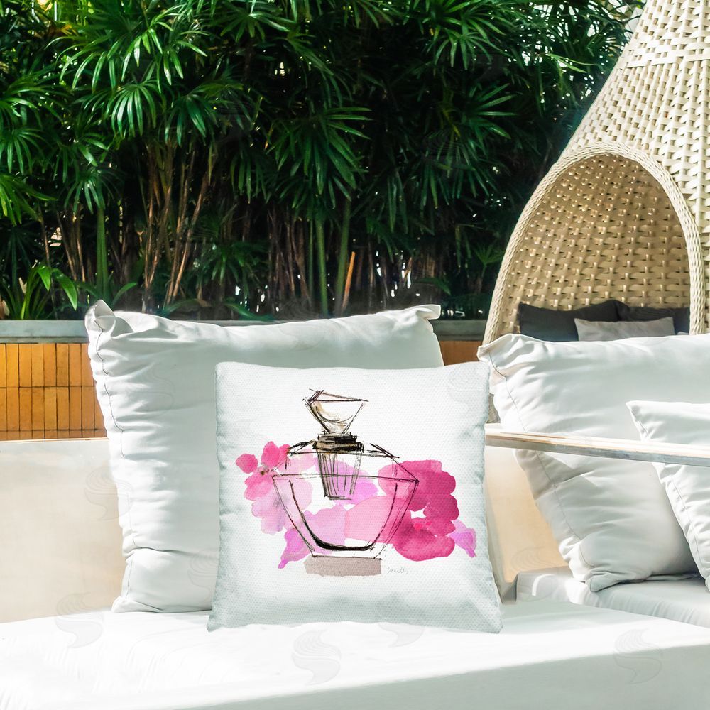 Lanie Loreth Sketched Doodle Perfume Outdoor Quick-Dry Polyester Printed Throw Pillow in Back Yard