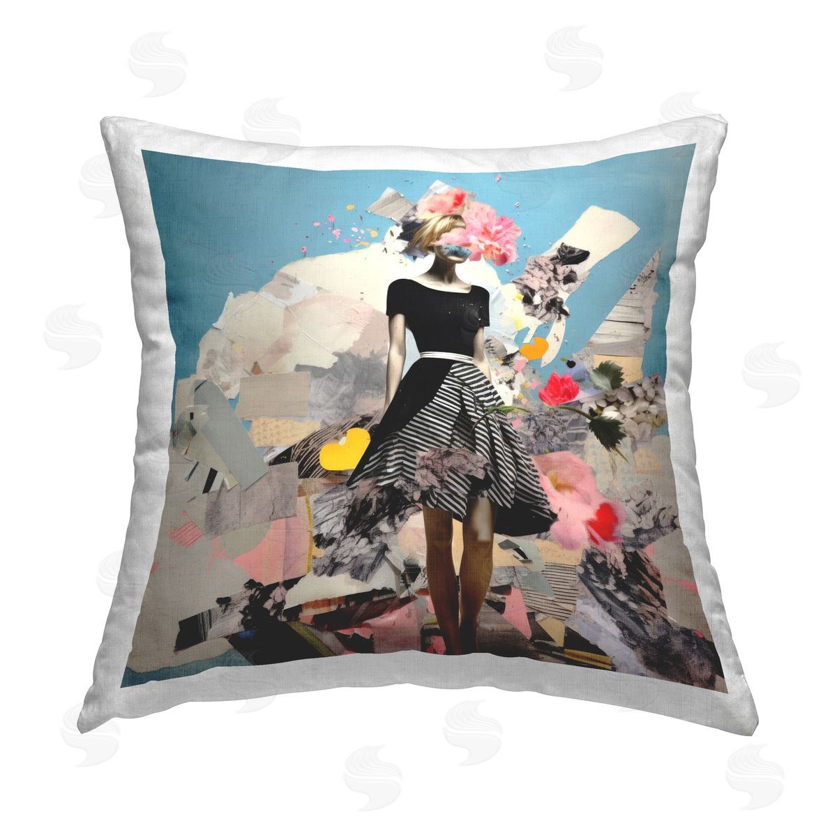 Irena Orlov Surreal Collage Woman Printed Plush Polyester Throw Pillow