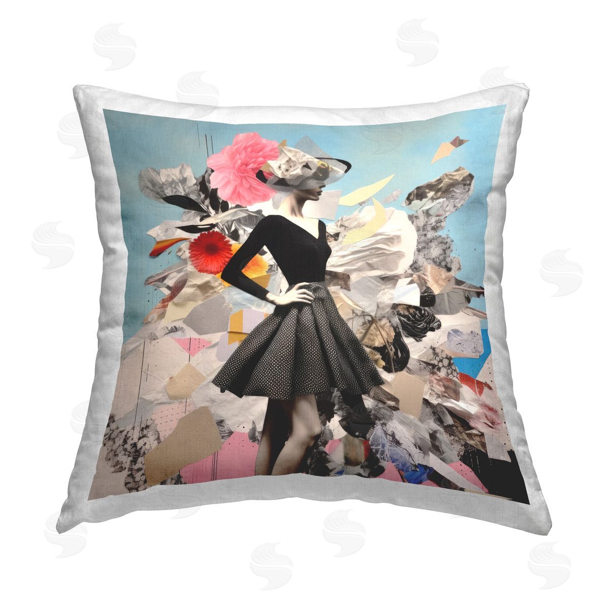 Irena Orlov Surreal Fashion Collage Printed Plush Polyester Throw Pillow