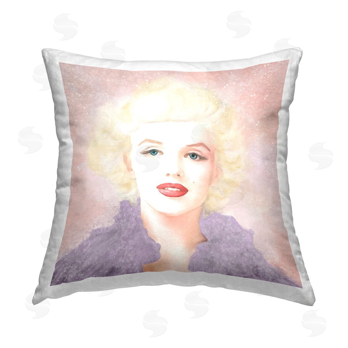 Amy Hall Pastel Marilyn Portrait Printed Plush Polyester Throw Pillow
