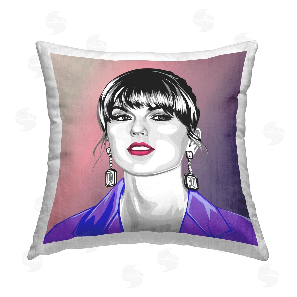 Birch & Ink Taylor Wearing Purple Printed Plush Polyester Throw Pillow