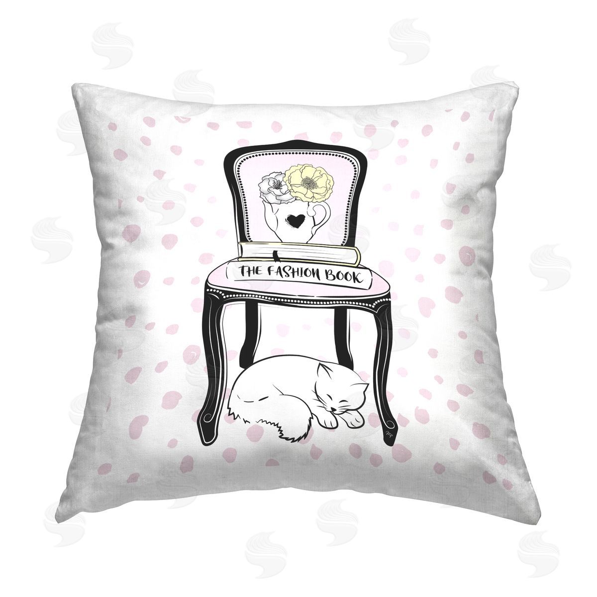Martina Pavlova Cat & Fashion Books Printed Plush Polyester Throw Pillow