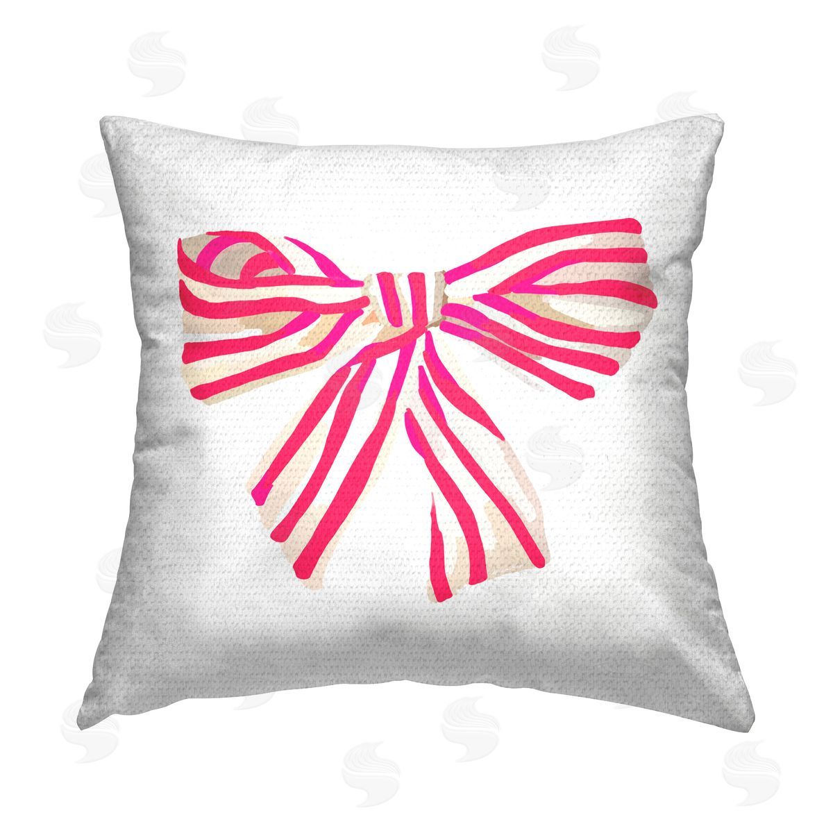 Amelia Noyes Pink Striped Bow Outdoor Quick-Dry Polyester Printed Throw Pillow