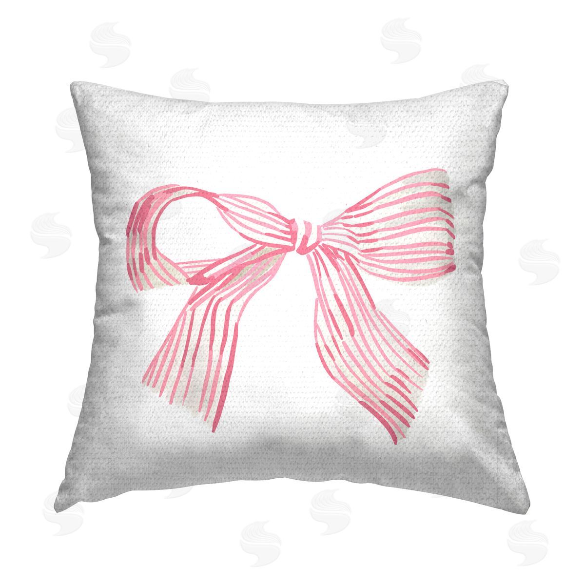 Amelia Noyes Pink Pinstripe Bow Outdoor Quick-Dry Polyester Printed Throw Pillow