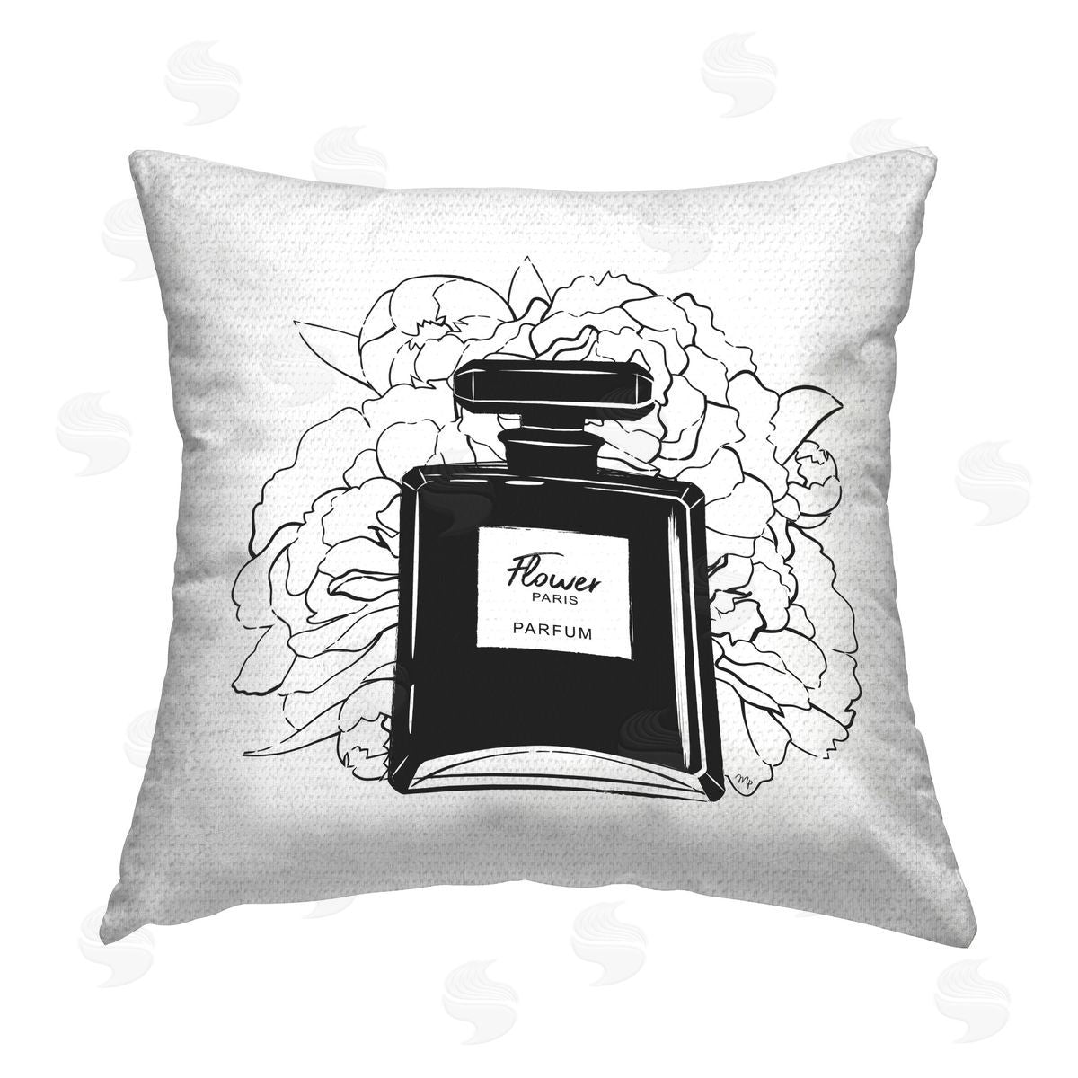Martina Pavlova Black Perfume & Roses Outdoor Quick-Dry Polyester Printed Throw Pillow