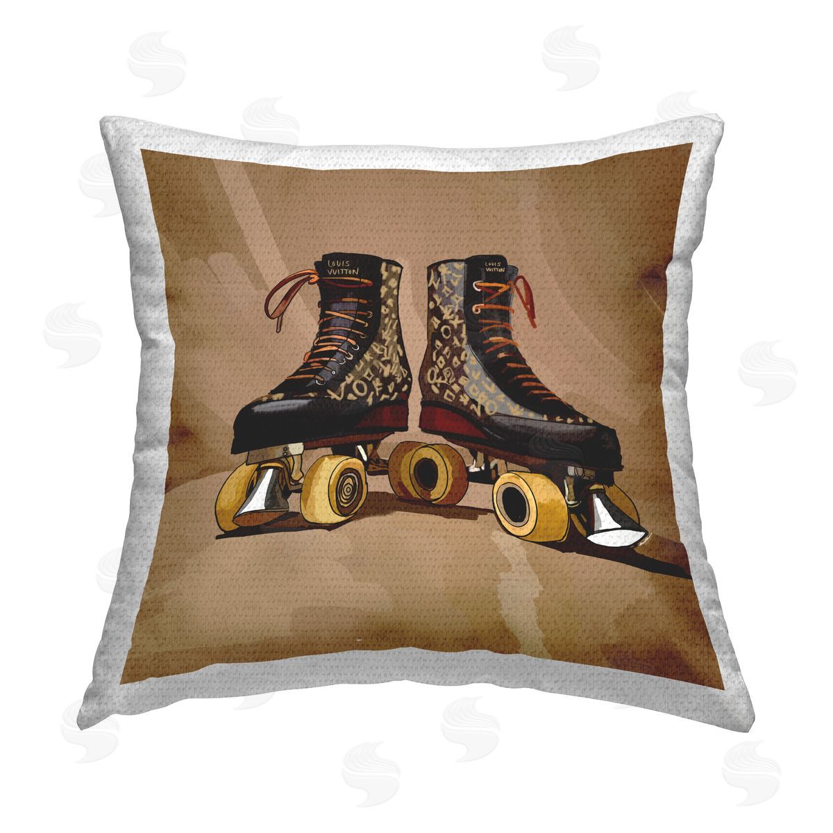 Amelia Noyes Brown Roller Skates Outdoor Quick-Dry Polyester Printed Throw Pillow
