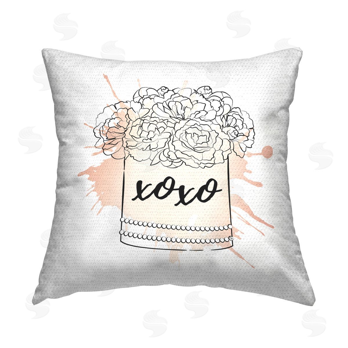 Martina Pavlova XOXO Peonies Bouquet Outdoor Quick-Dry Polyester Printed Throw Pillow