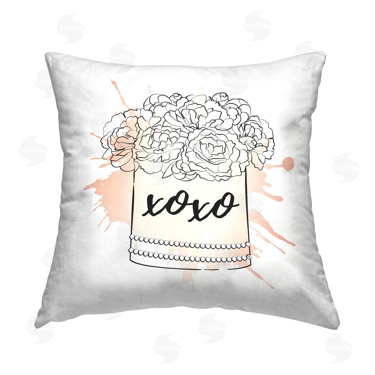 Martina Pavlova XOXO Peonies Bouquet Printed Plush Polyester Throw Pillow