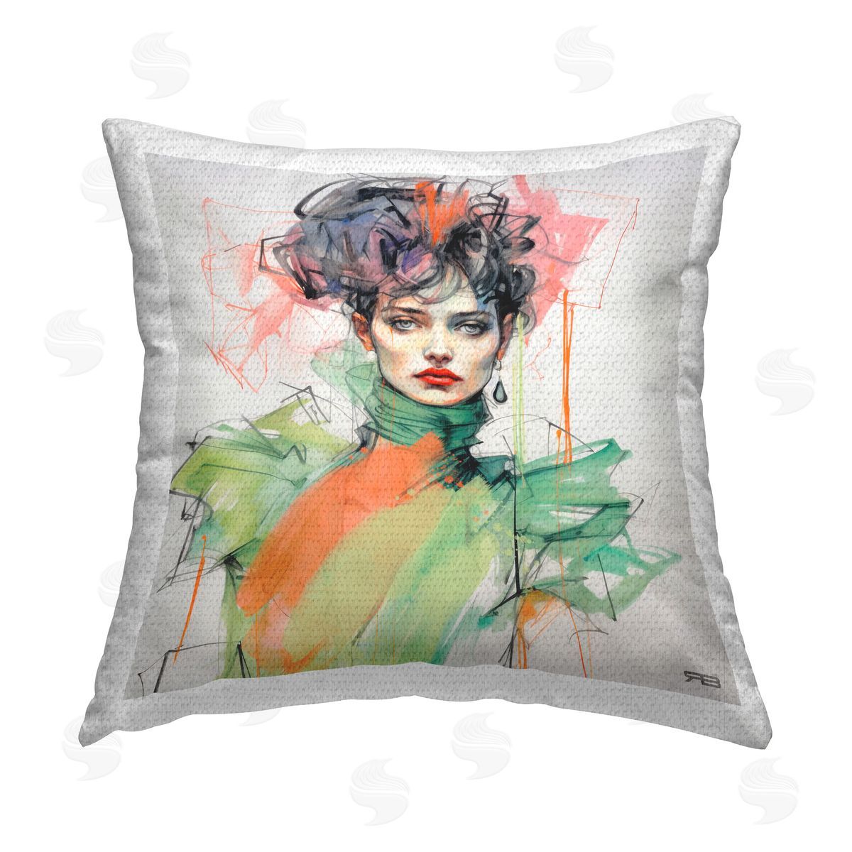 Roozbeh Bahramali Trendy Glam Portrait Outdoor Quick-Dry Polyester Printed Throw Pillow