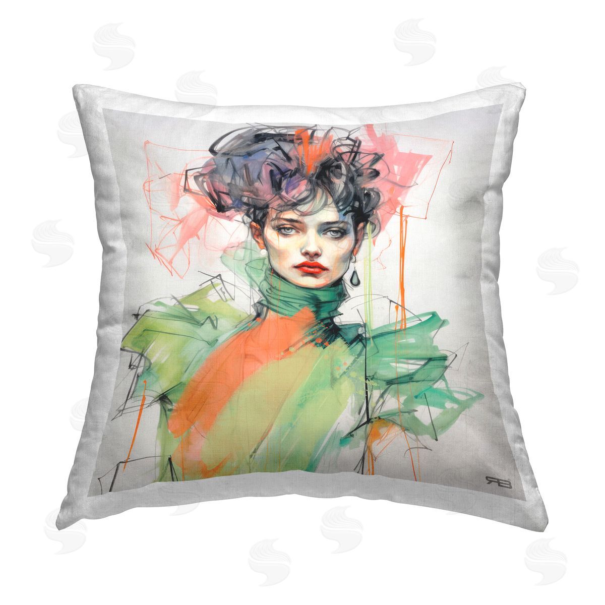 Roozbeh Bahramali Trendy Glam Portrait Printed Plush Polyester Throw Pillow