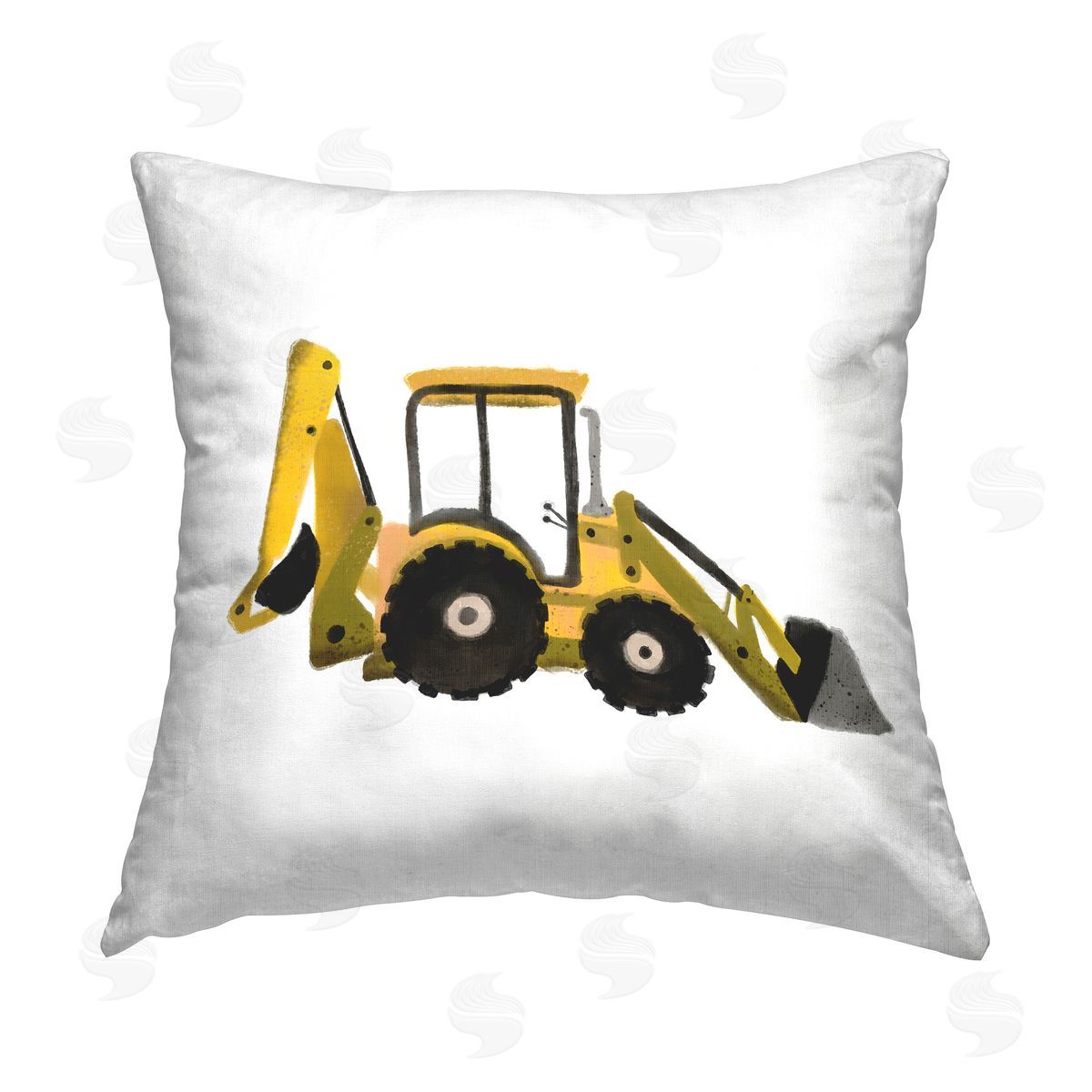 Elizabeth Medley Yellow Simple Bulldozer Printed Plush Polyester Throw Pillow