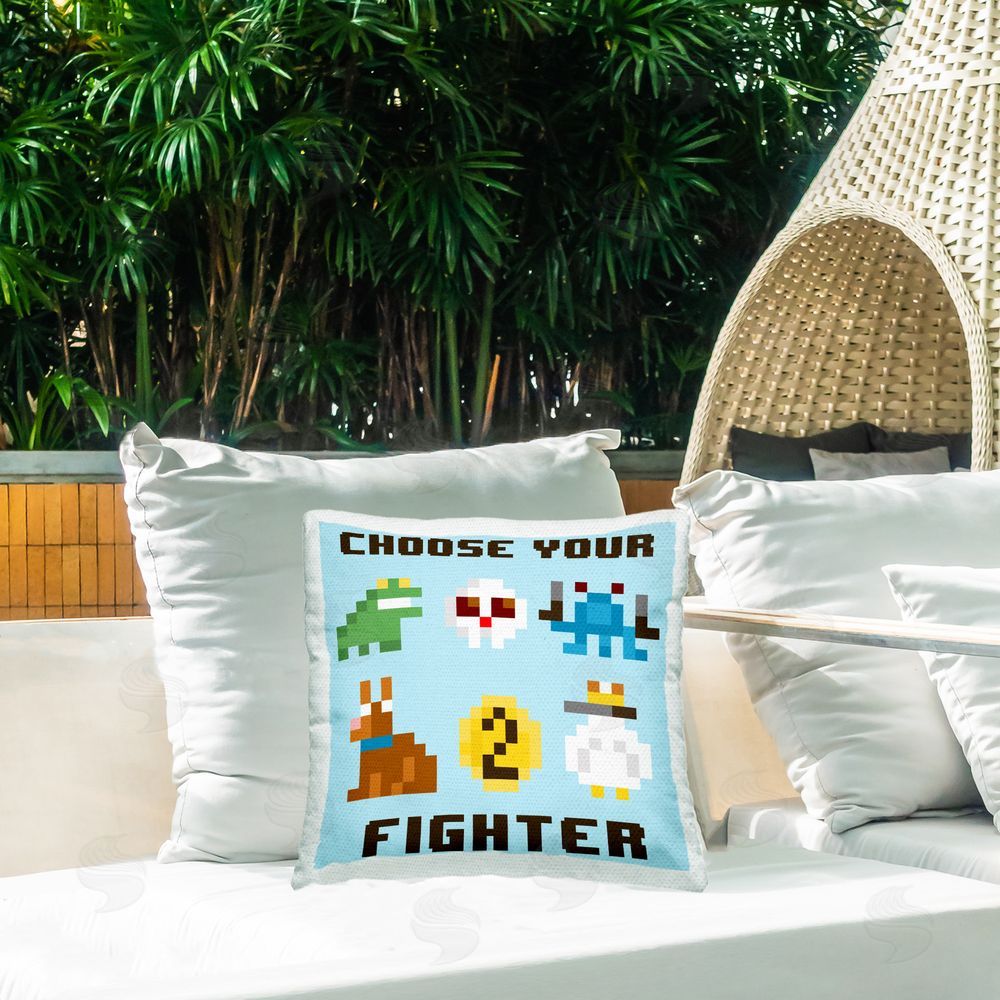 June Erica Vess Choose Gaming Fighter Outdoor Quick-Dry Polyester Printed Throw Pillow in Back Yard
