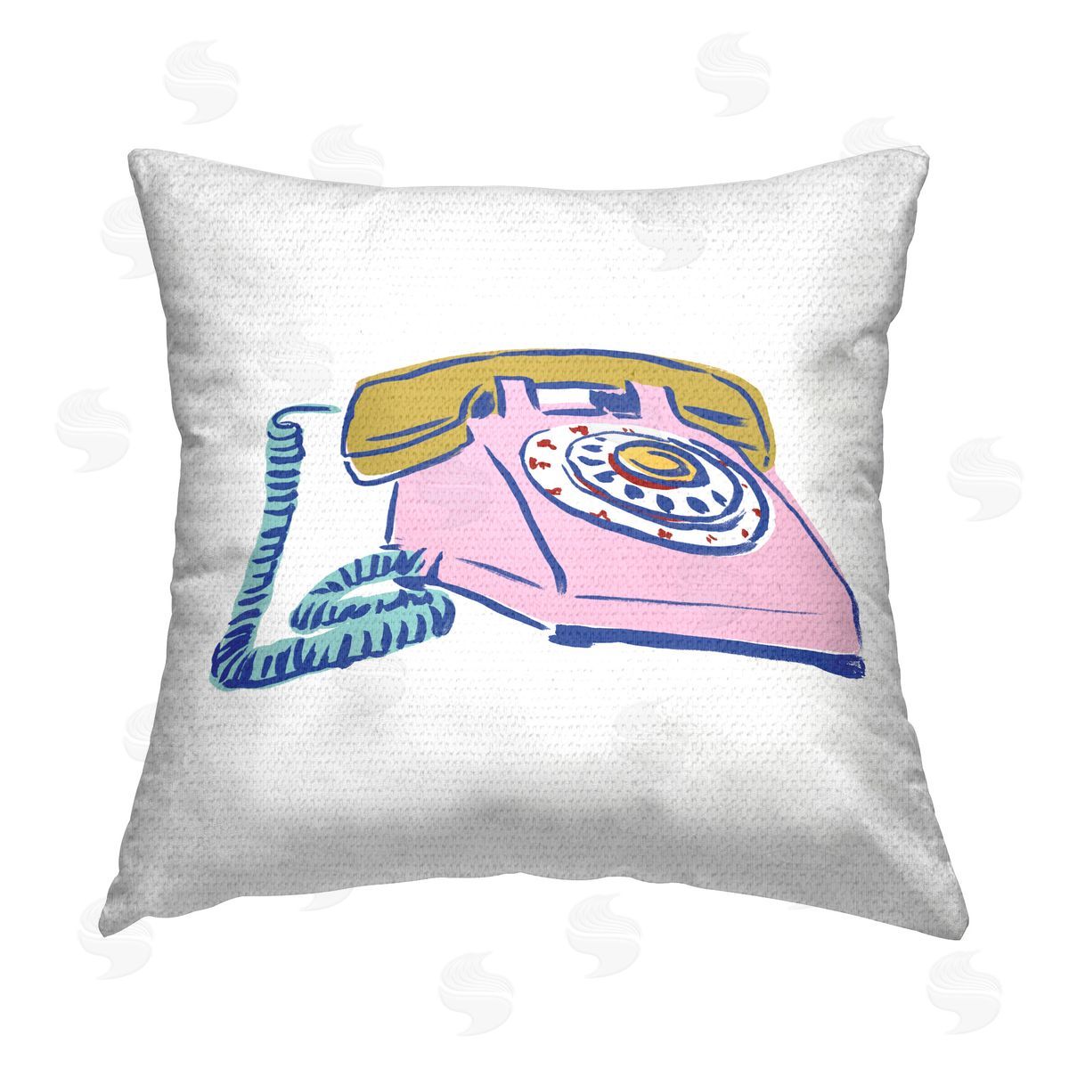 June Erica Vess Retro Rotary Telephone Outdoor Quick-Dry Polyester Printed Throw Pillow